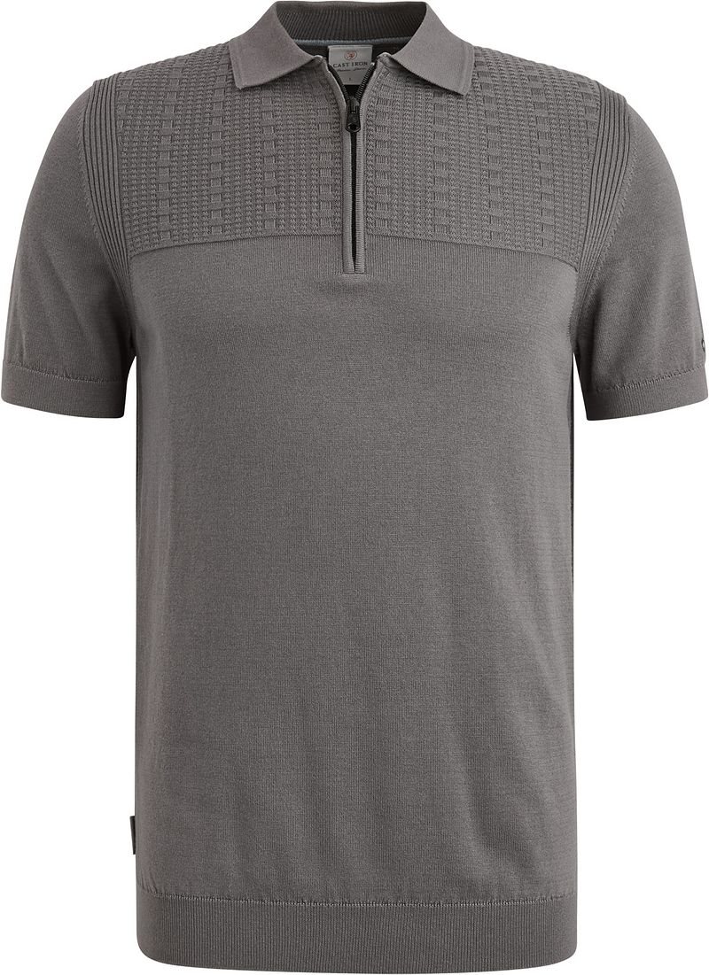 Cast Iron Half-Zip Polo Structure Anthrazit - Größe M günstig online kaufen