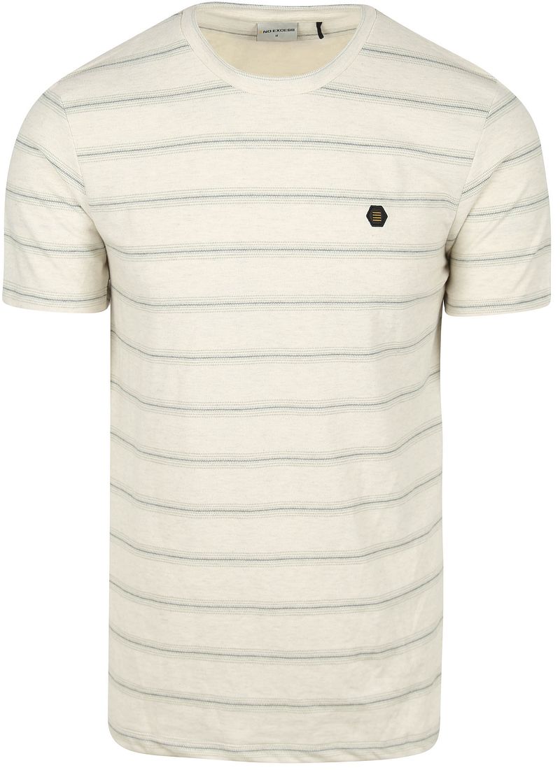 No-Excess T-Shirt Rundhals Jacquard-Streifen Ecru - Größe XXL