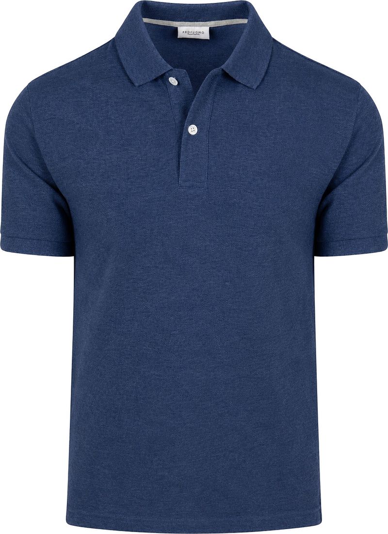 Profuomo Piqu&eacute; Poloshirt Melange Indigo