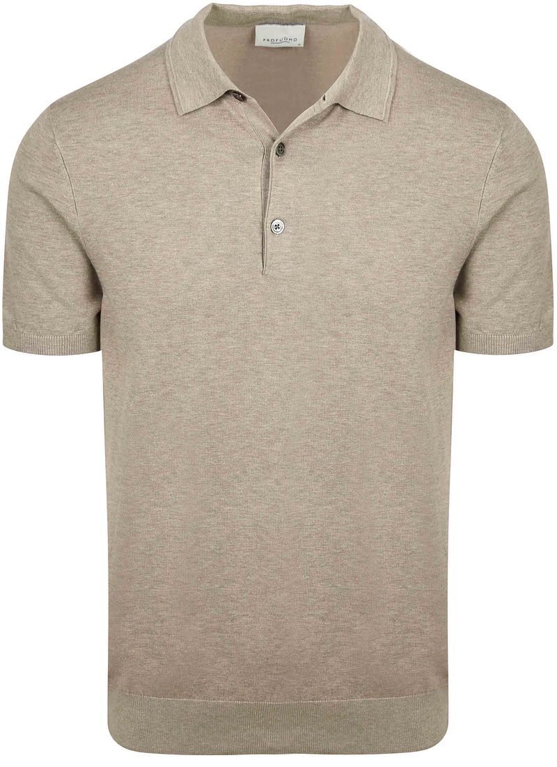 Profuomo Knitted Poloshirt Beige - Größe L günstig online kaufen