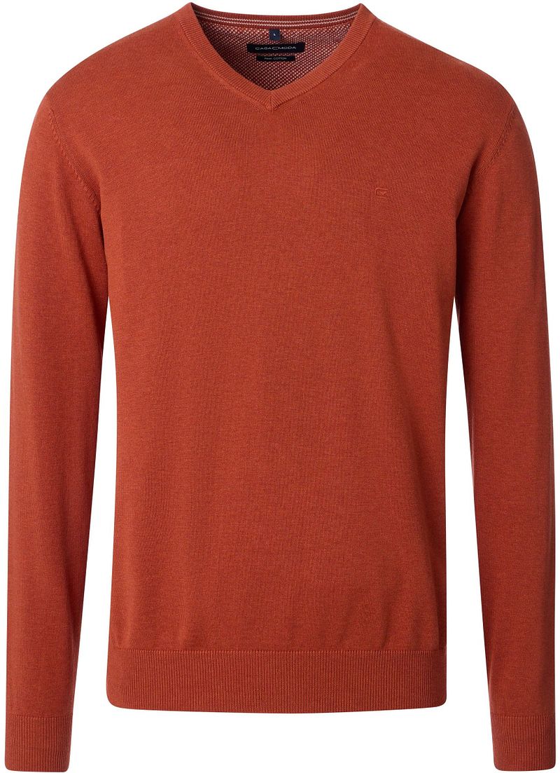 CASAMODA Pullover V-Ausschnitt Orange Brick - Größe M