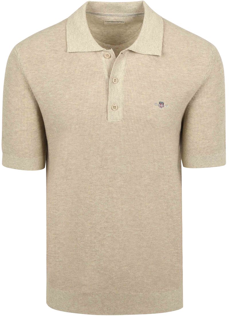 Gant Knitted Poloshirt Beige - Größe M günstig online kaufen