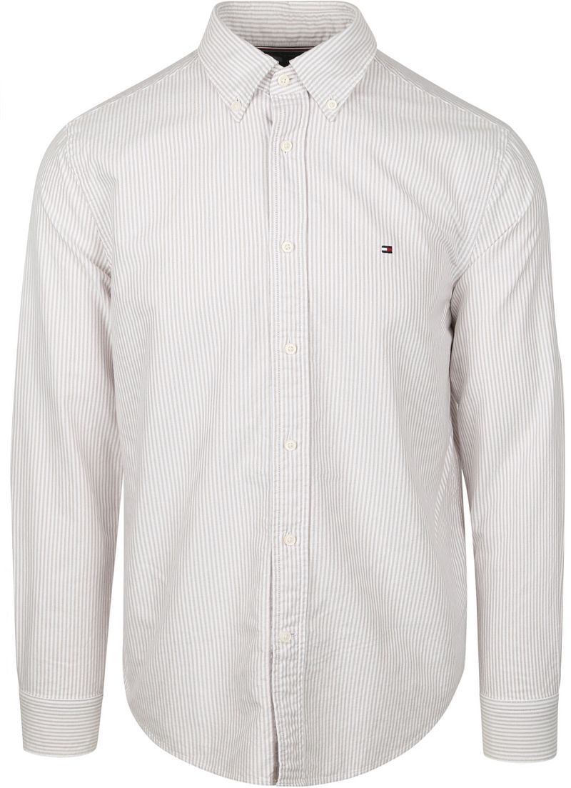 Tommy Hilfiger Oxford Hemd Gestreift Beige - Größe L