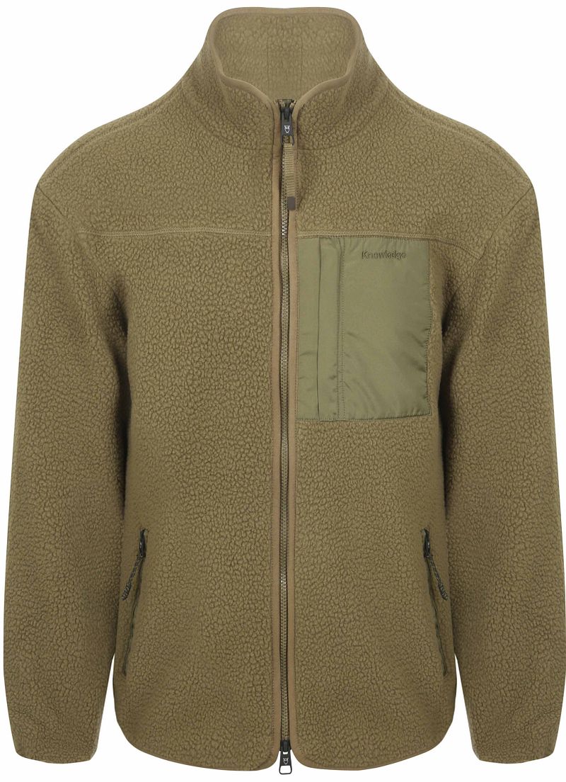 Knowledge Cotton Apparel Strickjacke Fleece Oliv - Größe L