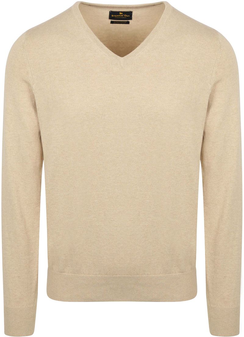 Steppin' Out Pullover Cashmere V-Ausschnitt Ecru - Größe XXL günstig online kaufen