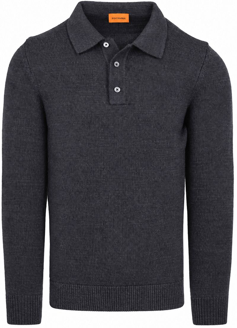Suitable Button Longue Melange Poloshirt Navy