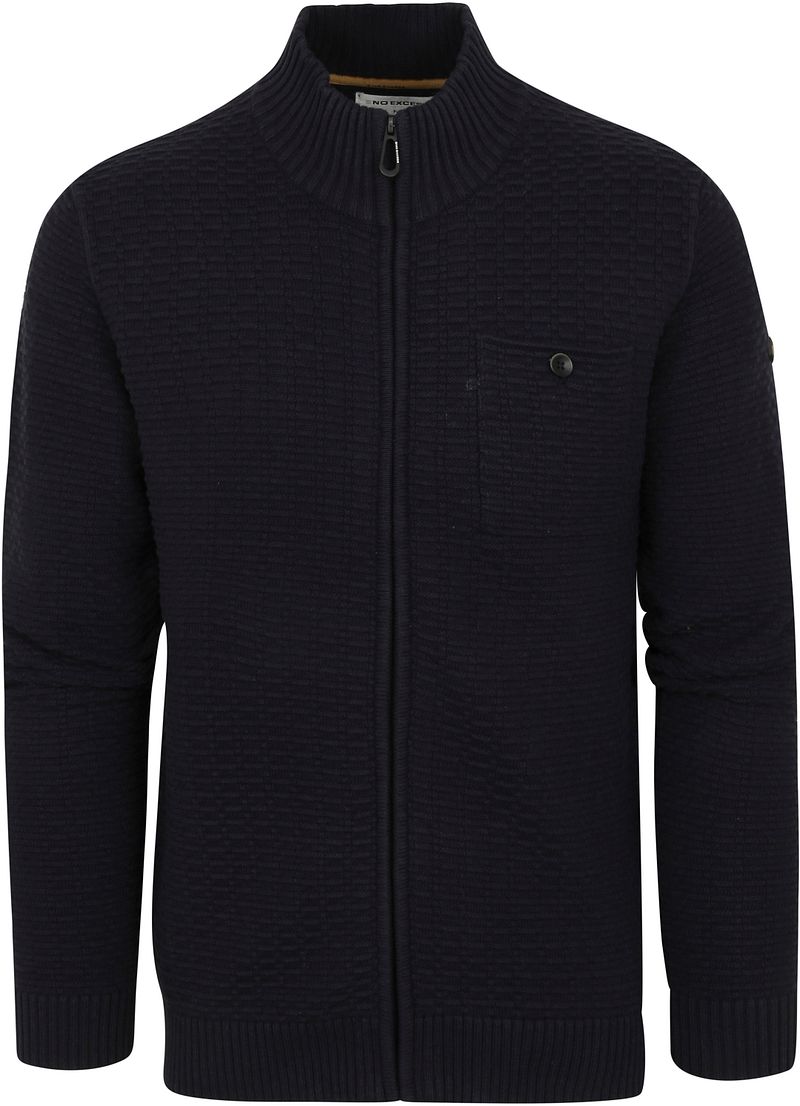 No Excess Strickjacke Texturiert Marineblau - Größe XXL