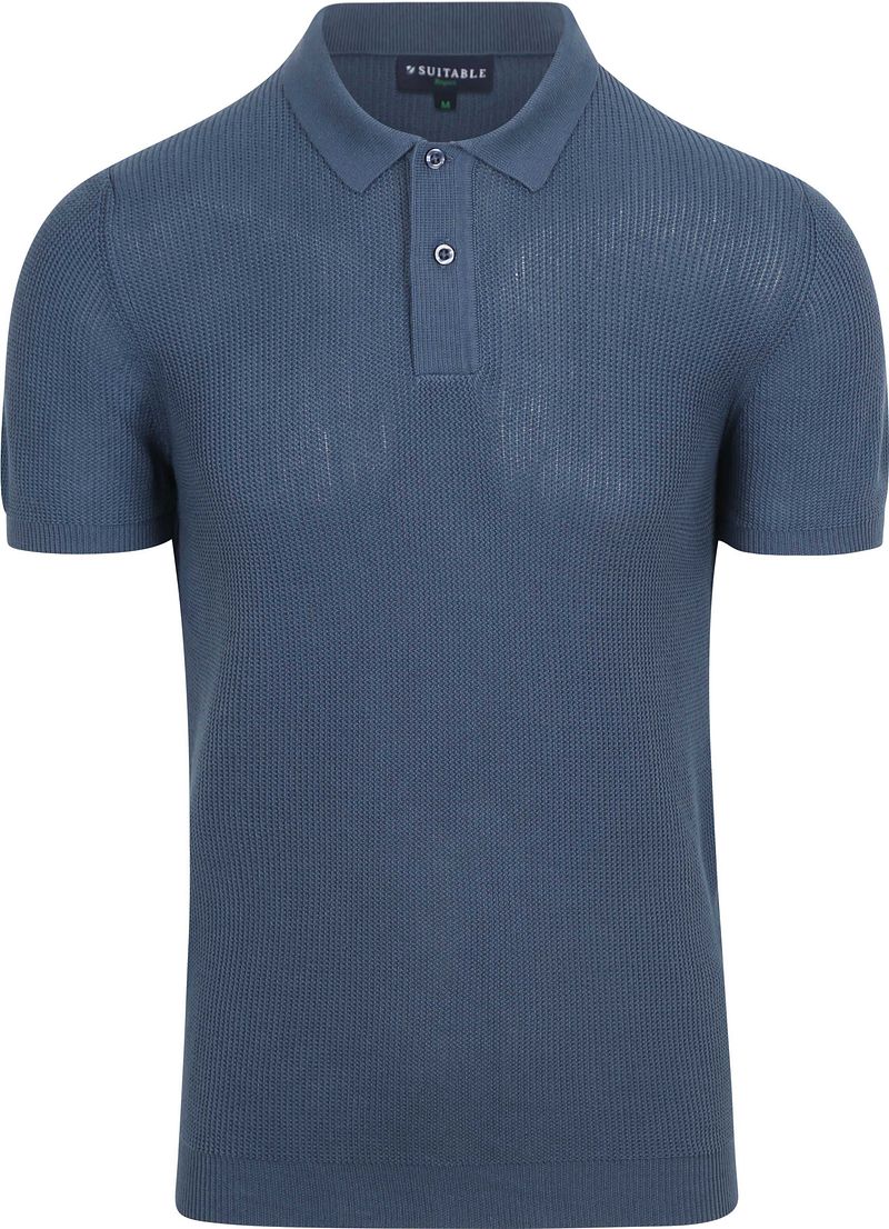 Suitable Respect Polo Structure Knit Blauw