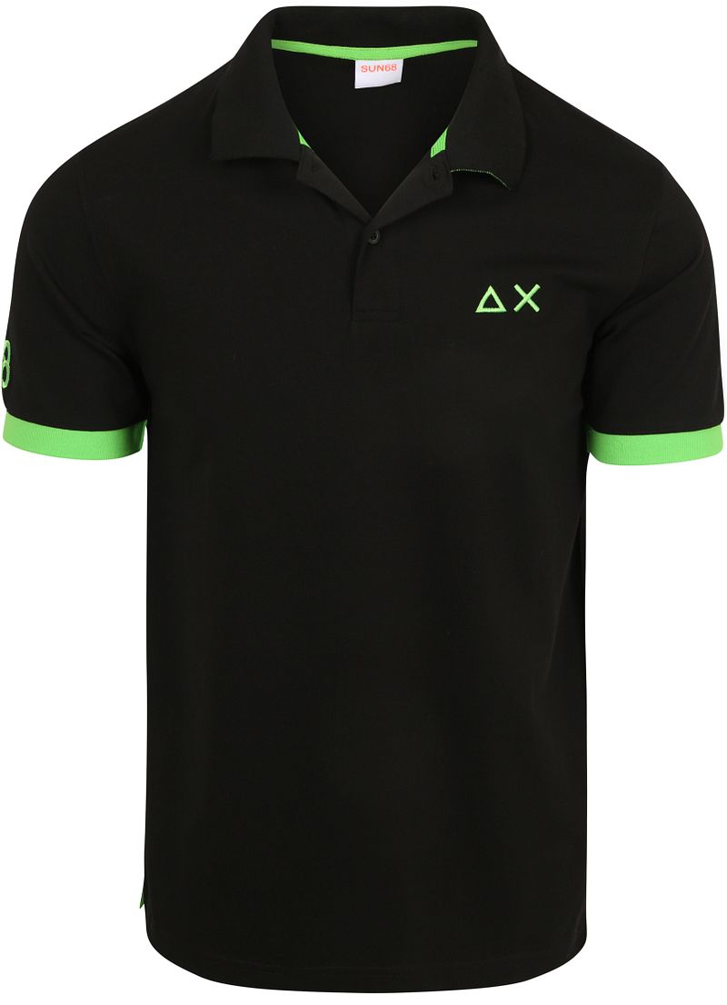 Sun68 Poloshirt Big Logo Fluo Zwart