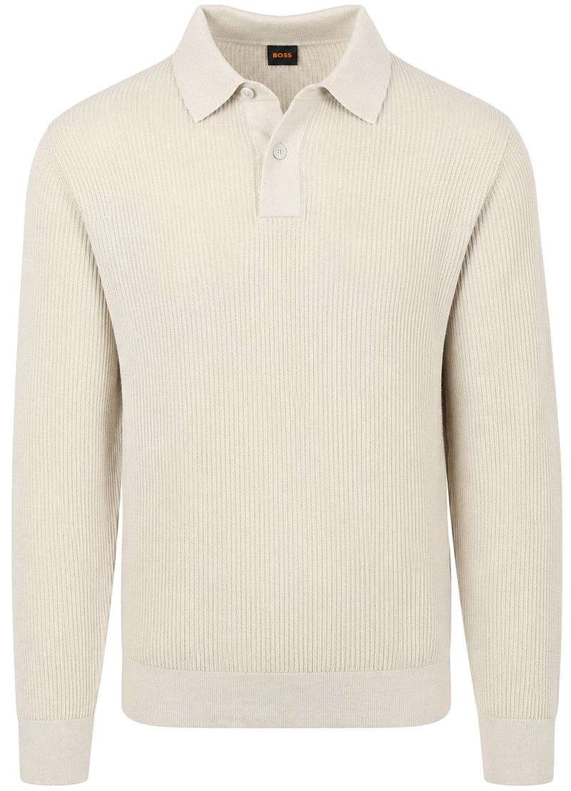 Boss Afedro Longsleeve Poloshirt Ecru