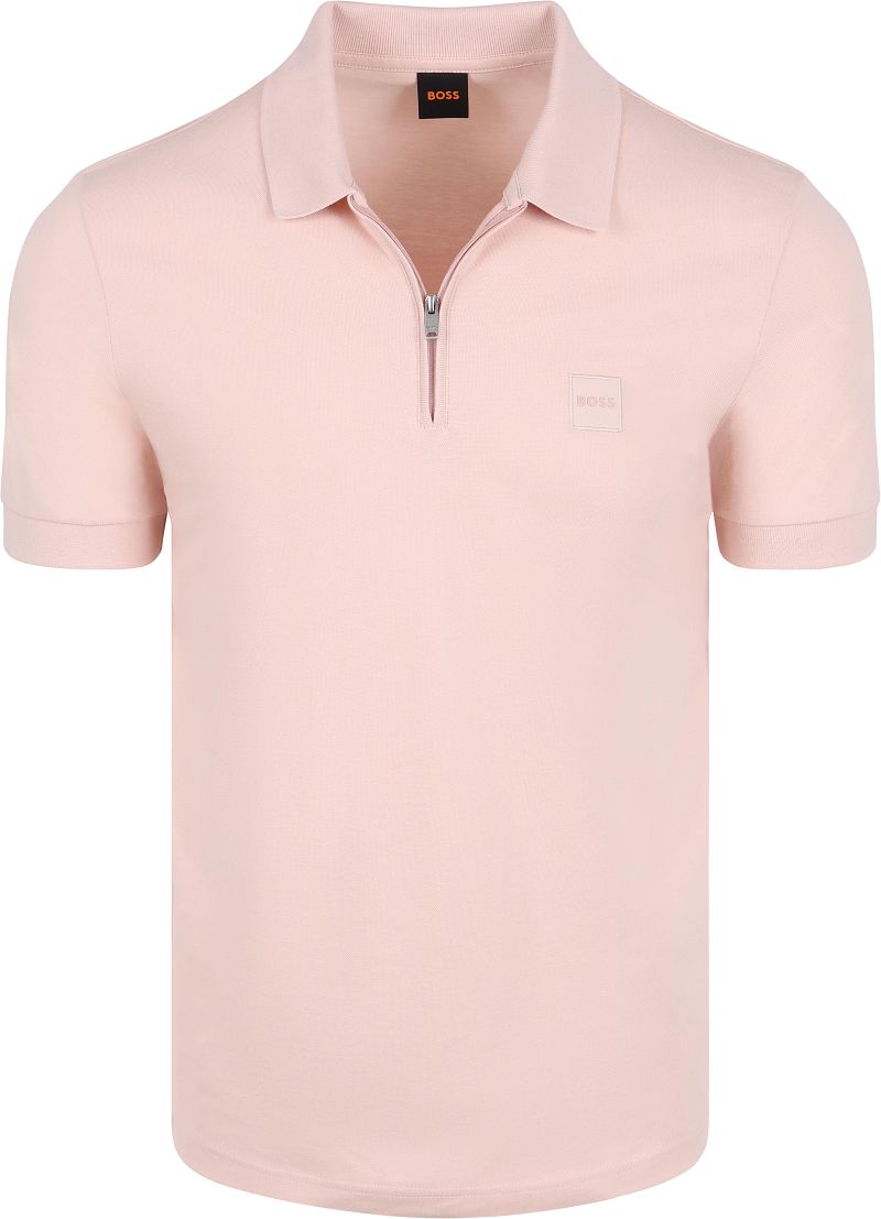 Boss Passerzip Half Zip Polo Roze