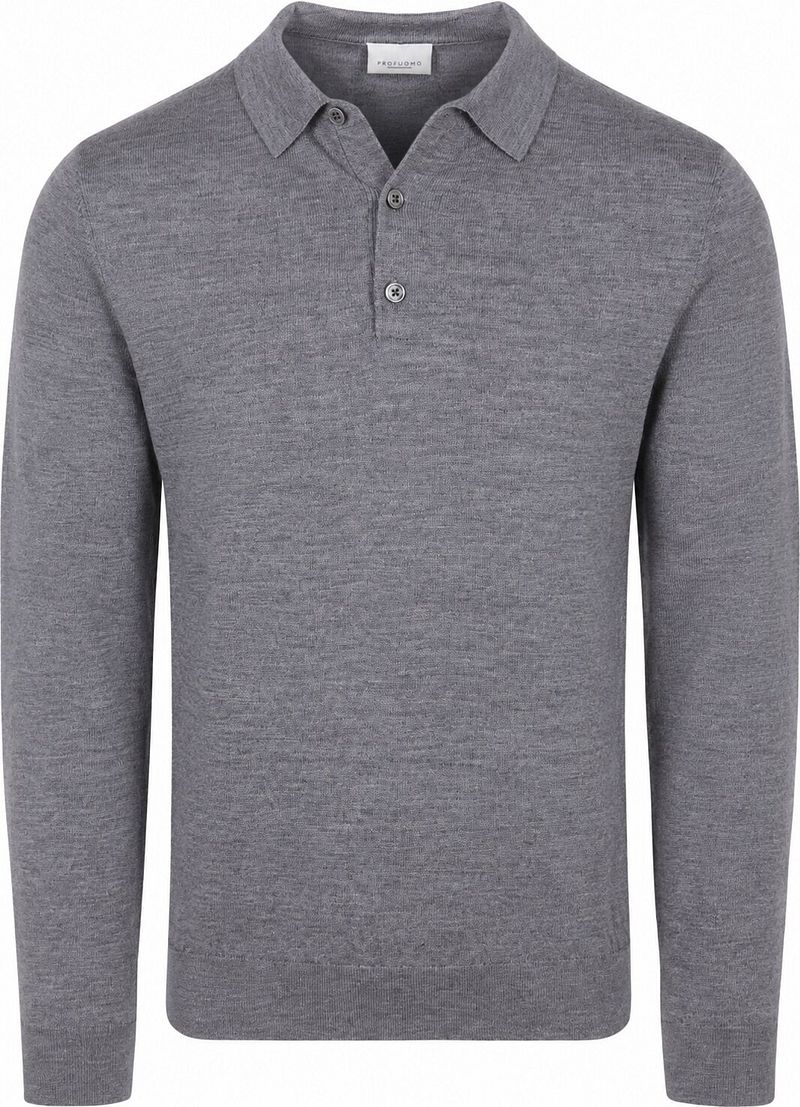 Profuomo Longsleeve Poloshirt Merinowol Grijs