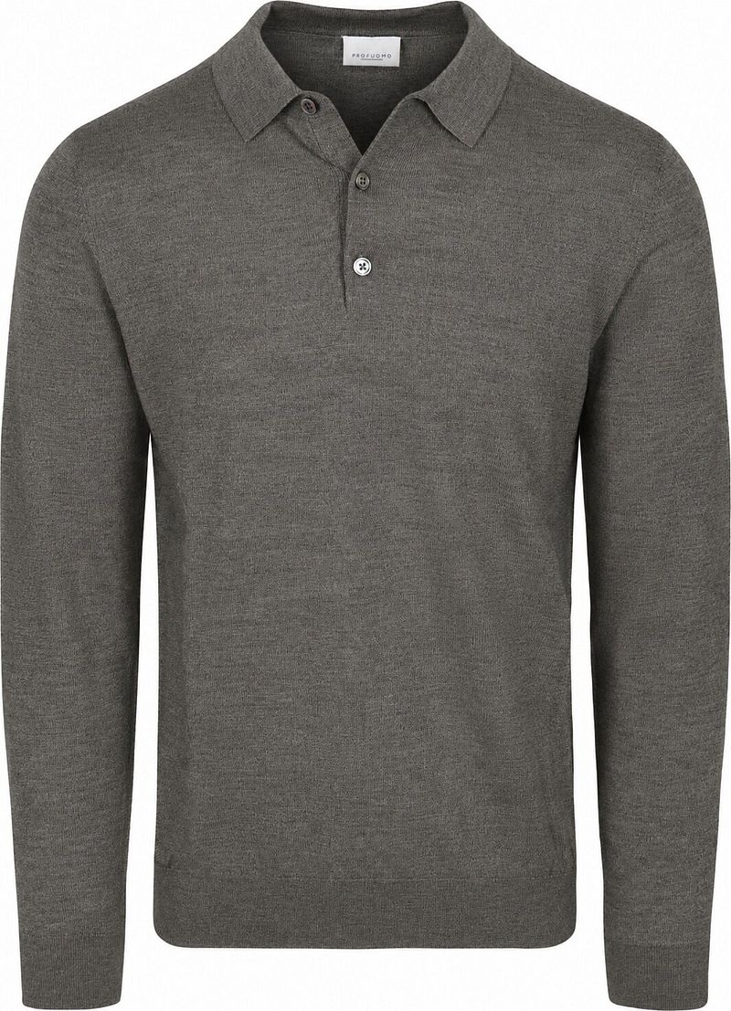 Profuomo Longsleeve Poloshirt Merinowol Groen
