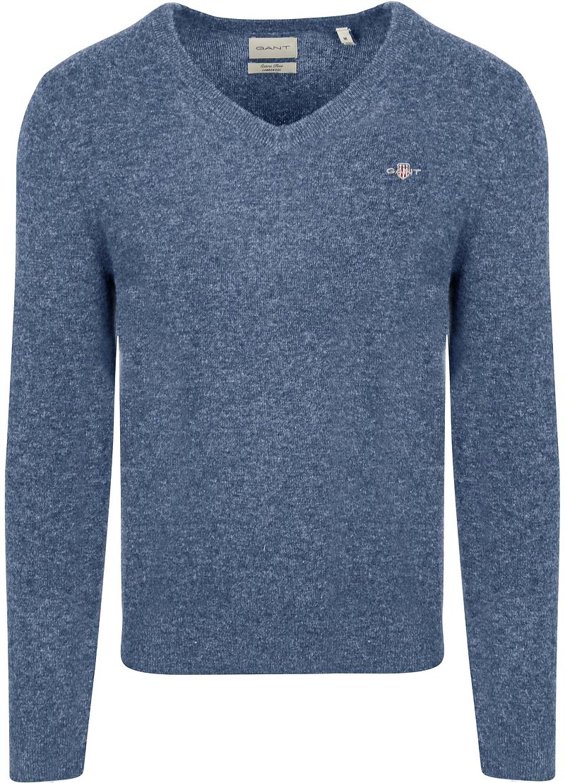 Gant Pullover V-Ausschnitt Wool Blend Blau - Größe XXL günstig online kaufen