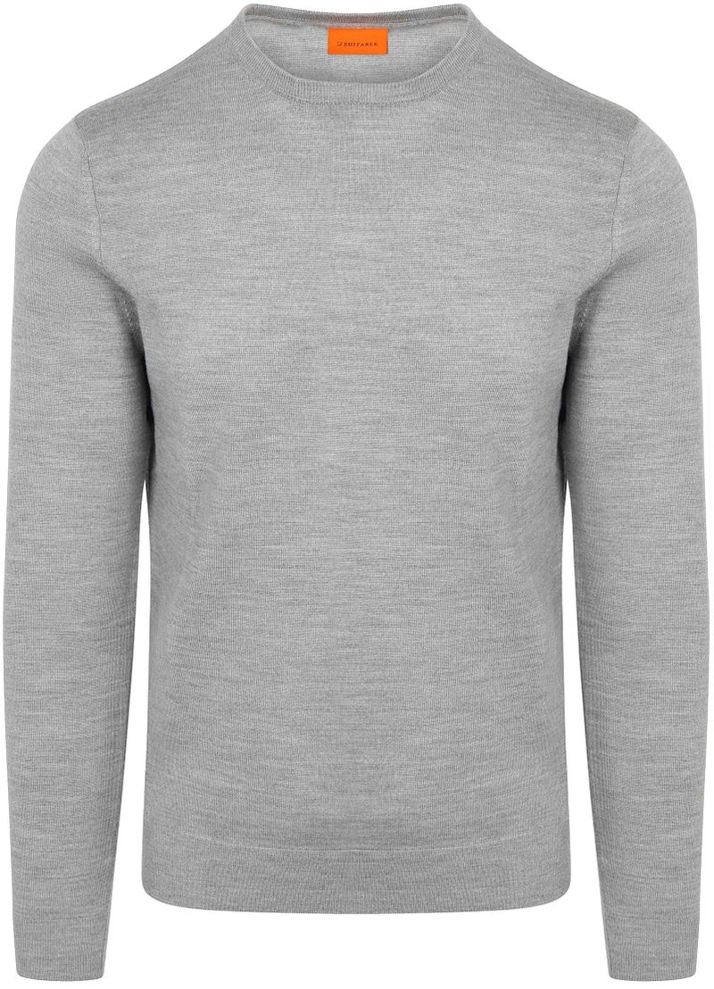 Suitable Merino Pullover Mid Grijs