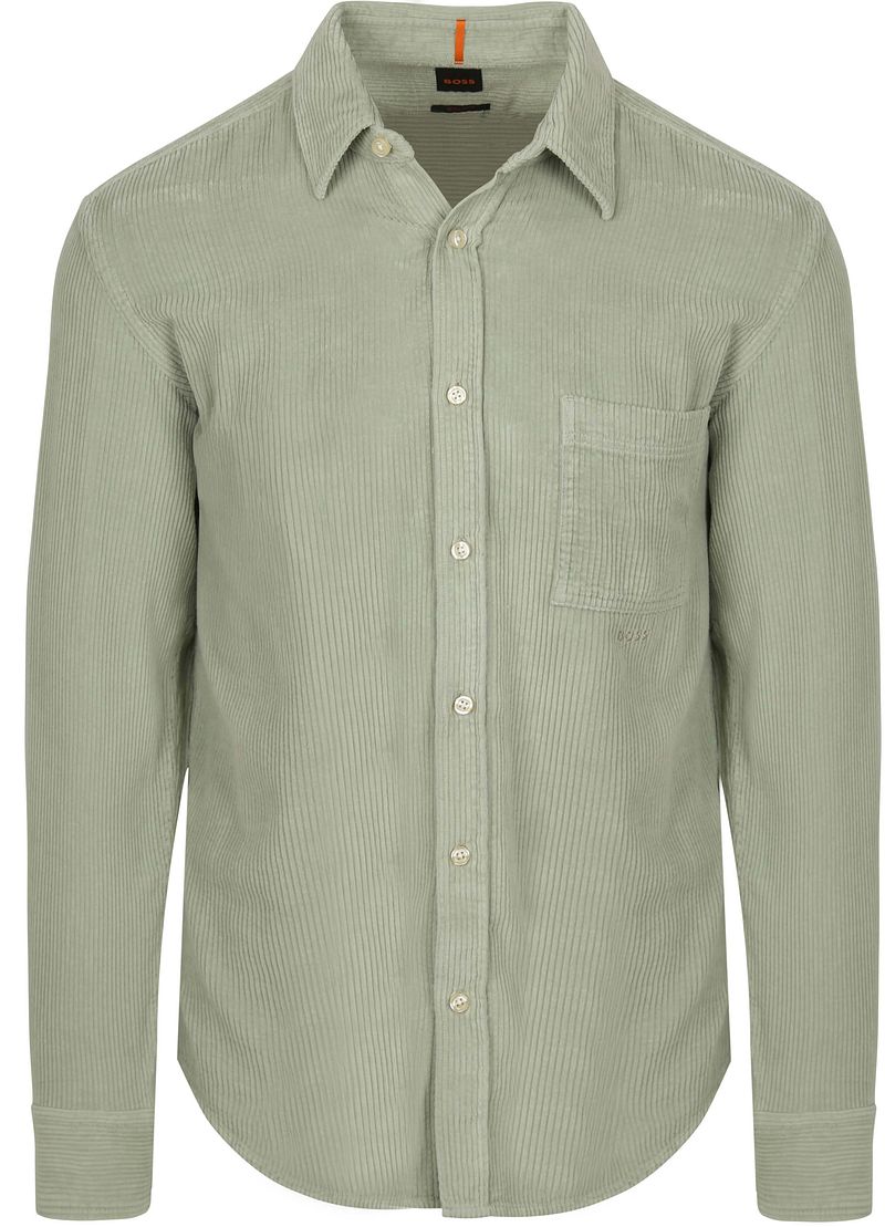 BOSS Relegant Hemd Corduroy Grün - Größe L günstig online kaufen