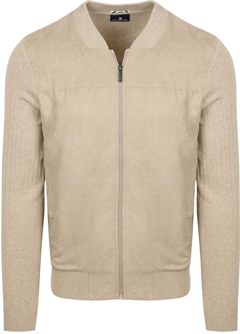 State Of Art Strickjacke Zip Bomber Beige - Größe M günstig online kaufen