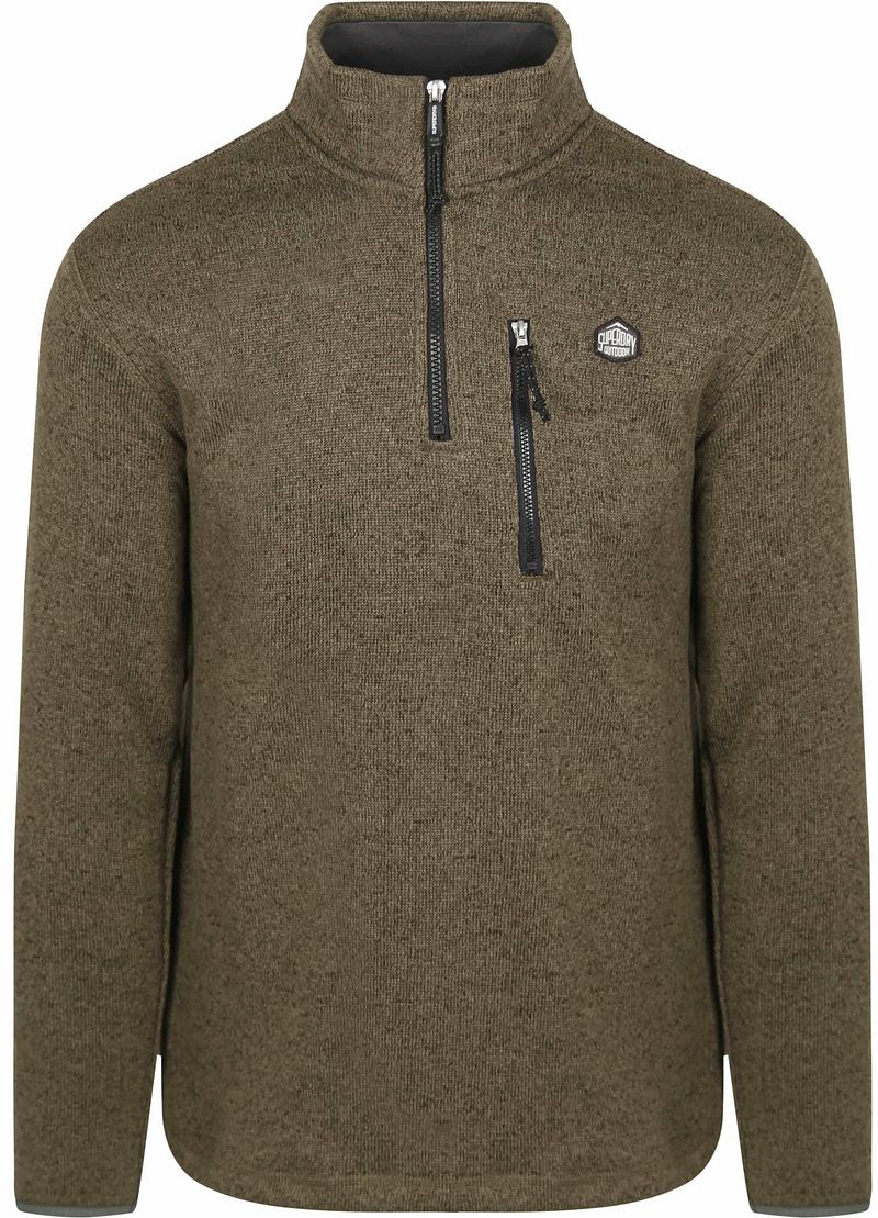 Superdry Half Zip Pullover Fleece Olive - Größe M günstig online kaufen
