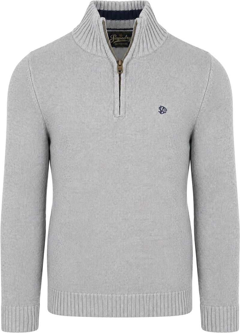 Superdry Herren Gris Baumwoll-Pullover Mit Halb-Zip - Bild 3