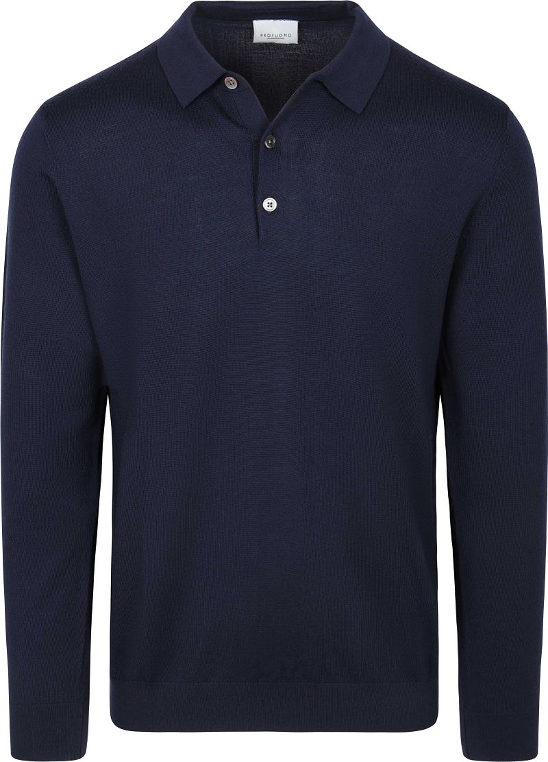 Profuomo Longsleeve Poloshirt Merinowol Navy
