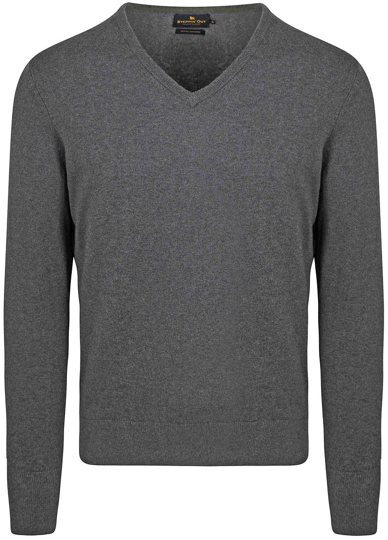 Steppin' Out Pullover Mit V-Ausschnitt Aus Merinowolle In Anthrazit - Größe S