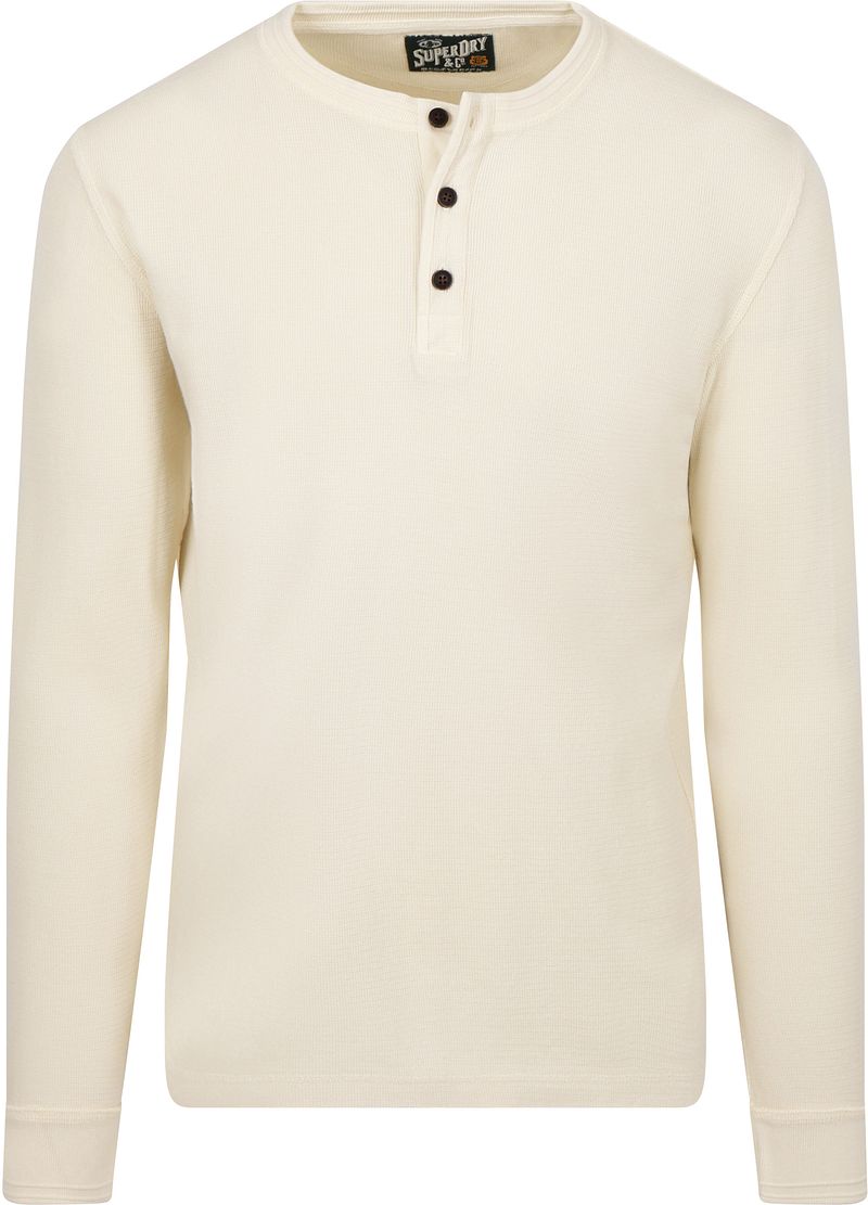Superdry Trui Henley Textured Ecru