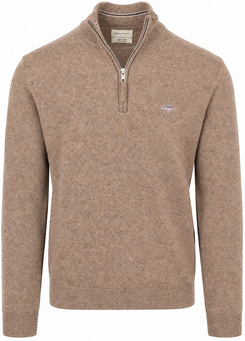 Gant Halfzip Lamswol Trui Camel