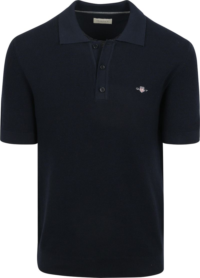 Gant Knitted Poloshirt Navy - Größe XL günstig online kaufen