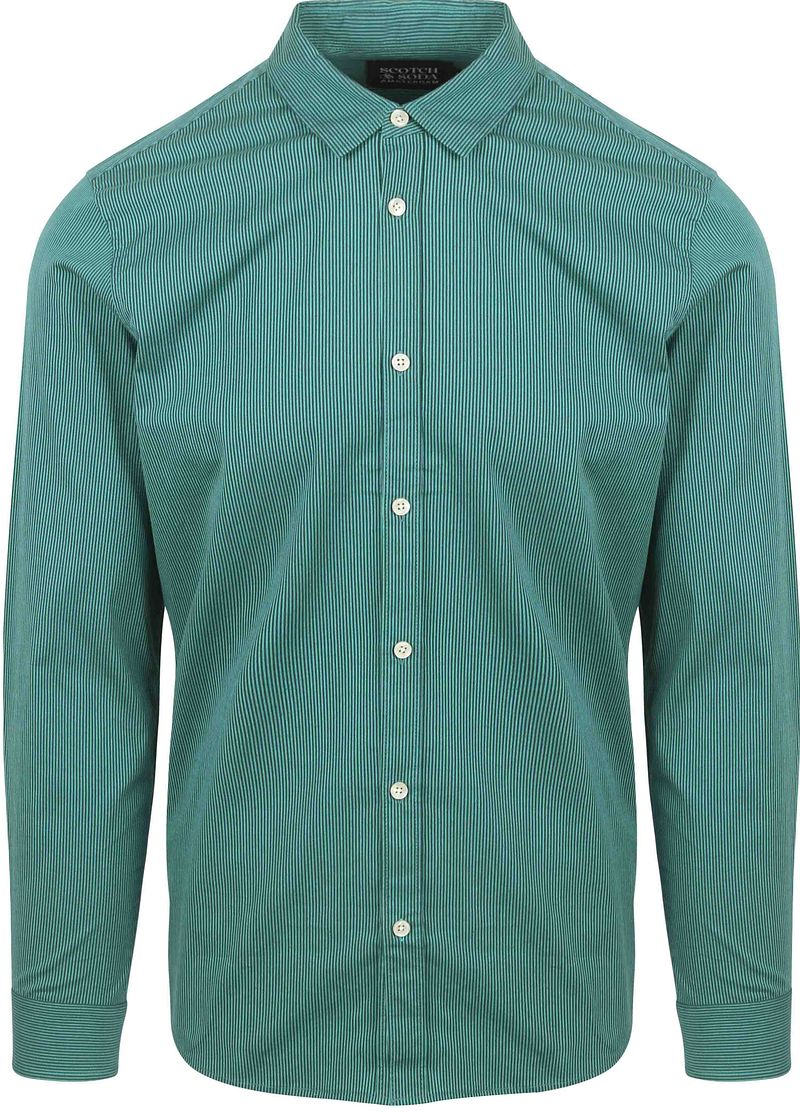 Scotch and Soda Hemd Essential Poplin Stripe Grün - Größe L