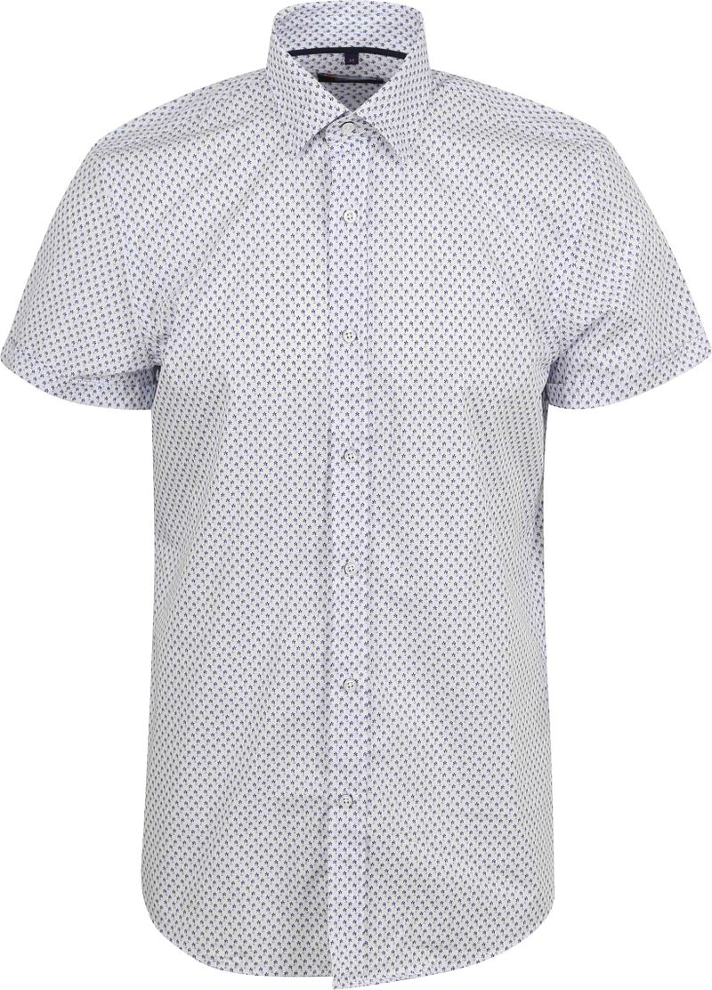 Suitable Short Sleeve Overhemd Print Blauw