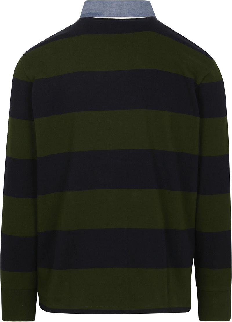 Gant Heavy Rugger Shield Langarm Poloshirt Streifen Navy Grun - Größe L günstig online kaufen