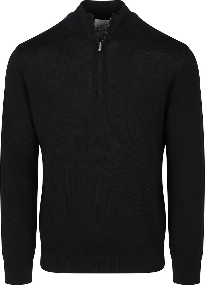 Profuomo Half Zip Pullover Merinowolle Schwarz - Größe L