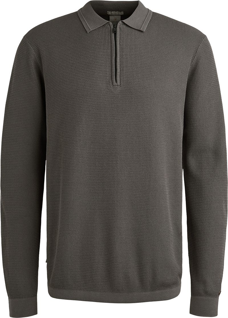 Cast Iron Longsleeve Half-Zip Polo Structure Anthrazit - Größe L günstig online kaufen