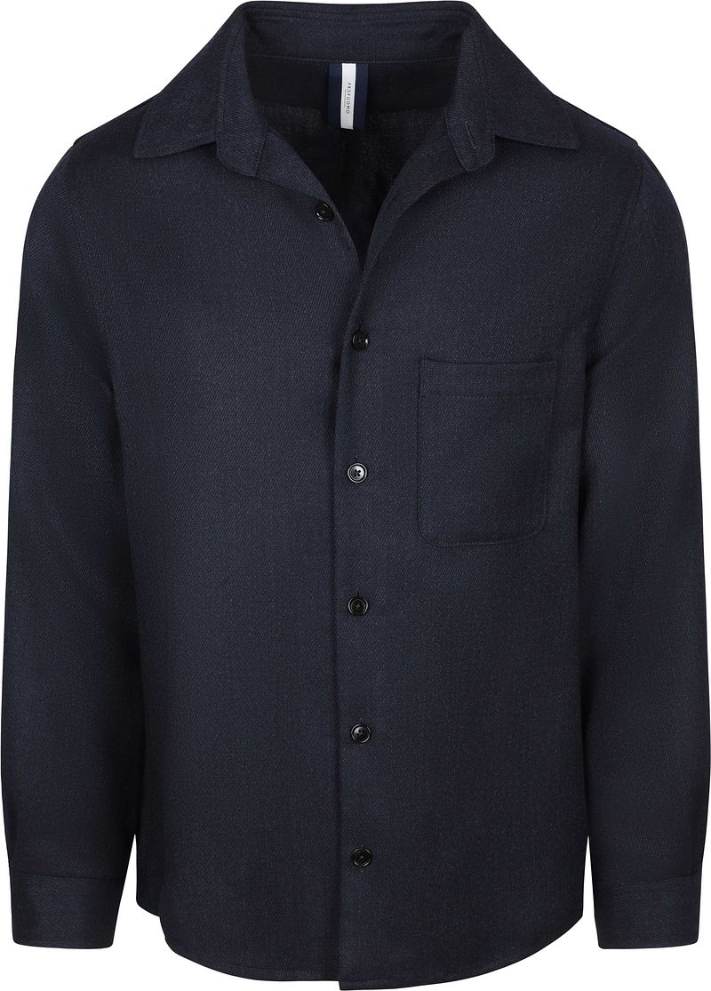 Profuomo Hemdjacke Wolle Mouliné Marine - Größe Xl