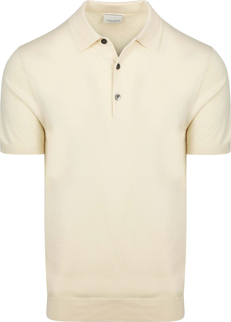 Profuomo Strick-Poloshirt Ecru - Größe S