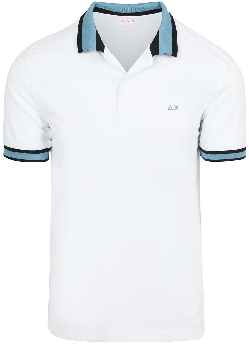 Sun68 Poloshirt Multistripes Collar Weiß - Größe M günstig online kaufen