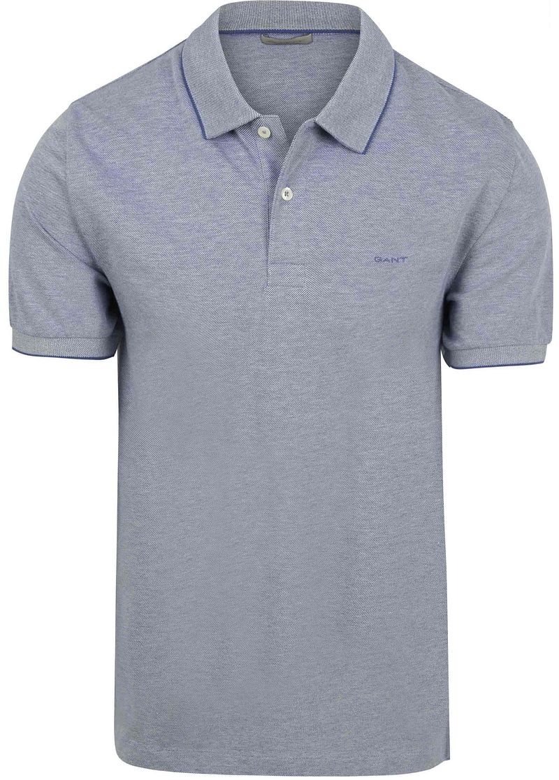 Gant 2Tone Piqué Poloshirt Blau - Größe M günstig online kaufen