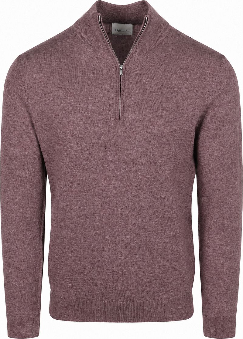 Profuomo Half Zip Pullover Merinowolle Aubergine - Größe L
