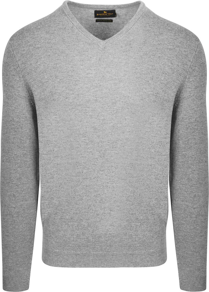 Steppin' Out Pullover V-Ausschnitt Merinowolle Mittelgrau - Größe XL