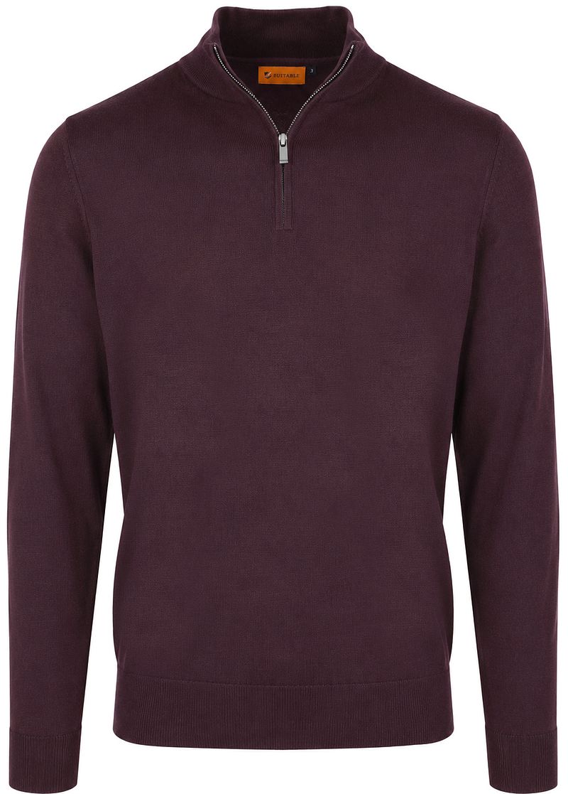 Suitable Merino Half Zip Trui Bordeaux