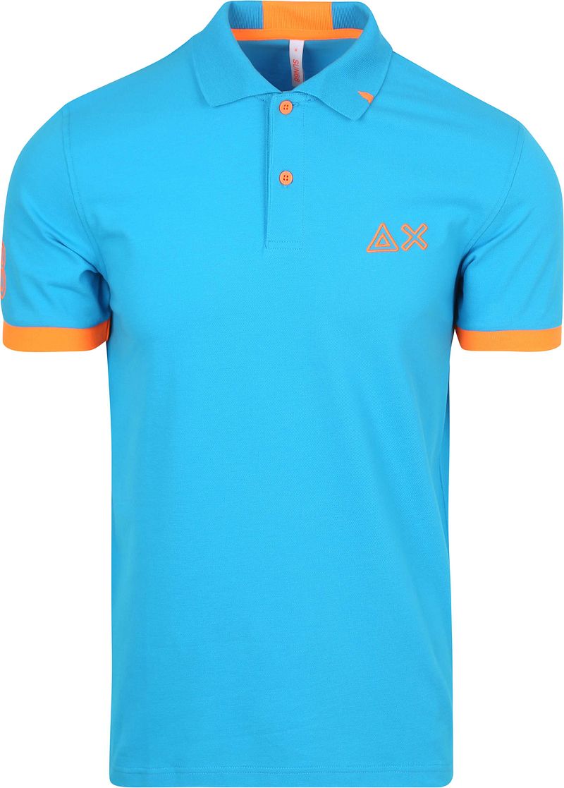 Sun68 Poloshirt Logo Fluo Blau - Größe M günstig online kaufen