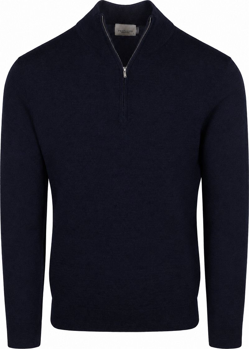 Profuomo Half Zip Pullover Merinowolle Navy - Größe XXL