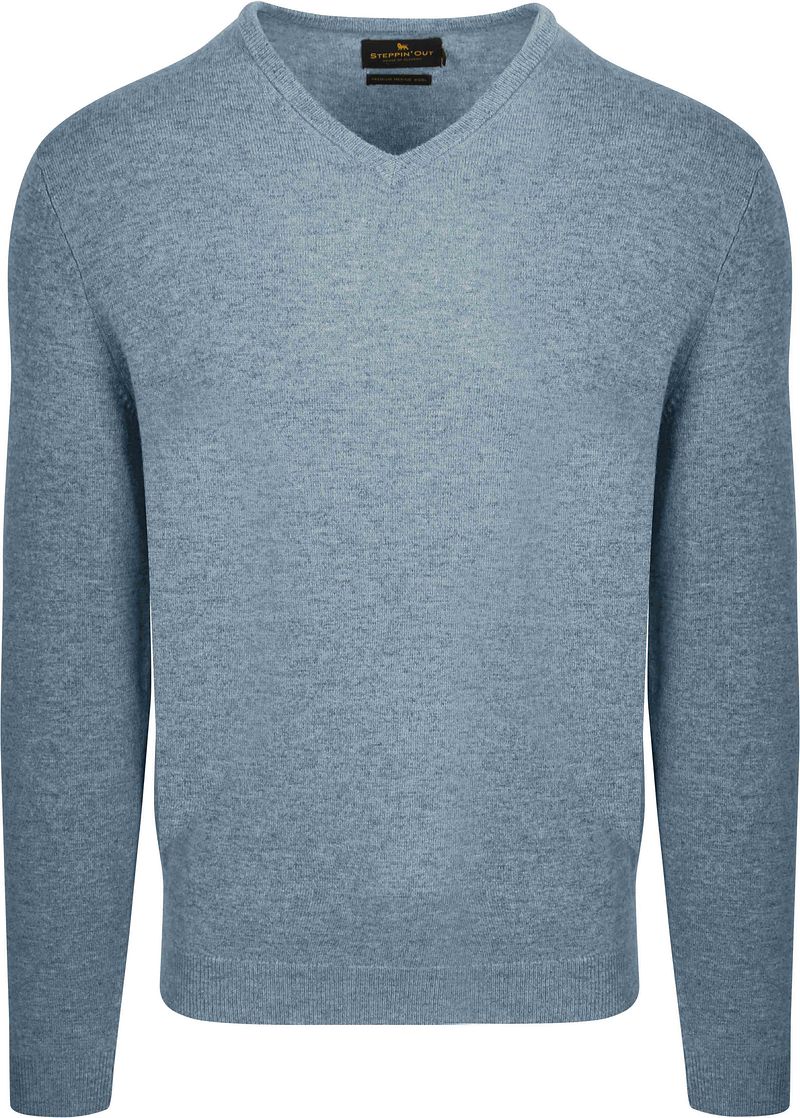 Steppin' Out Pullover V-hals Merinowol Sky Blue