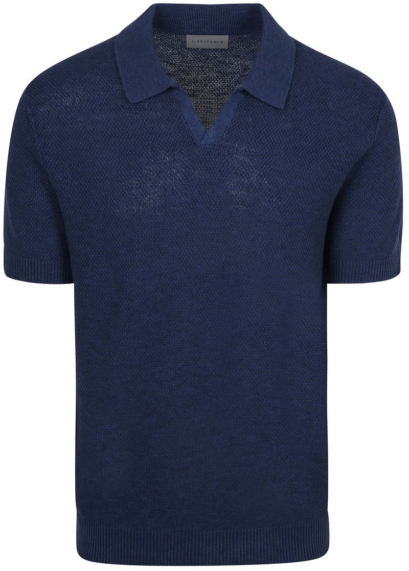 Suitable Poloshirt Riva Bean Leinen Baumwolle Marine - Größe M