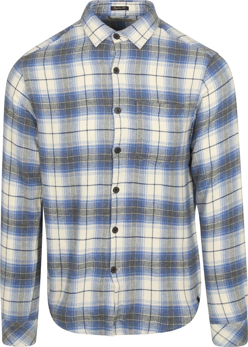 Dstrezzed Hemd Stein Flanell Karos Blau - Größe M