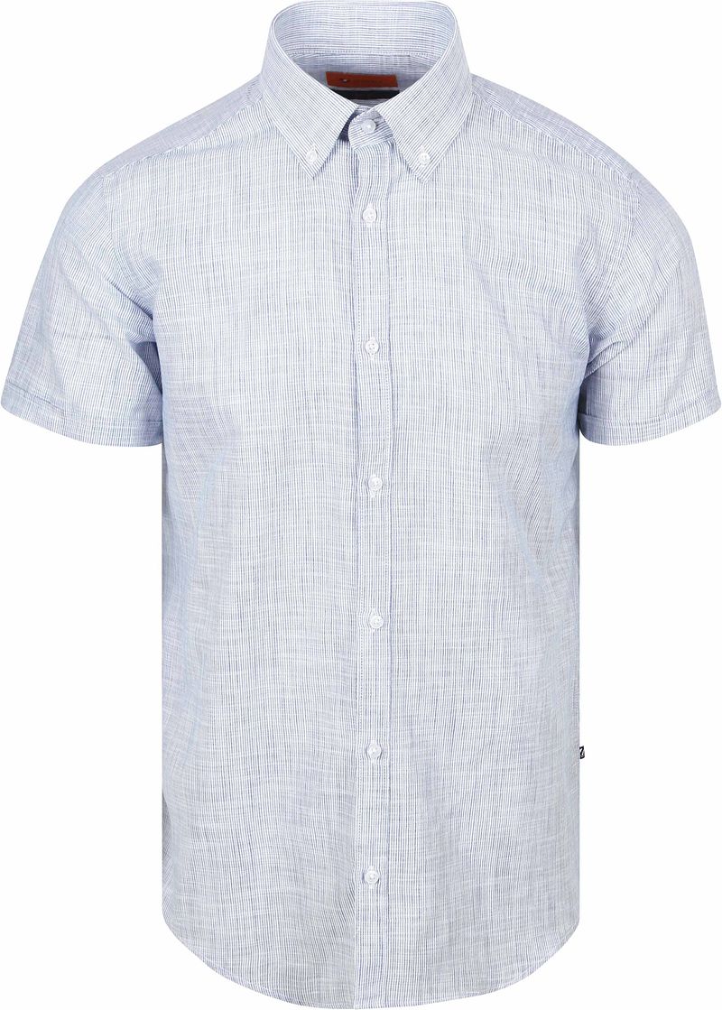 Suitable Kurzarm Hemd Cotton Slub Streifen Blau - Größe M