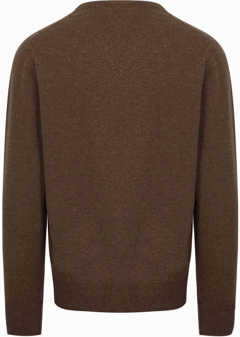 William Lockie V-Ausschnitt Pullover Lammwolle Mocha - Größe L günstig online kaufen