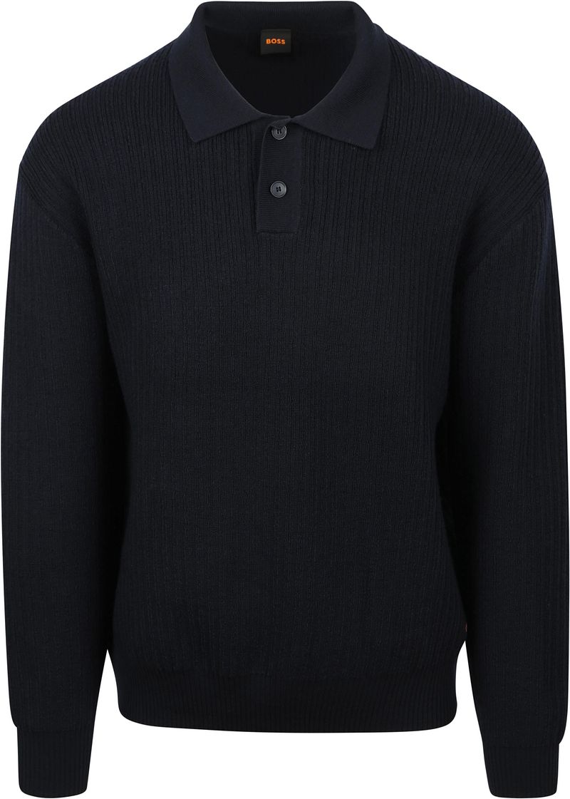 BOSS Longsleeve Poloshirt Kotor Navy - Größe M günstig online kaufen