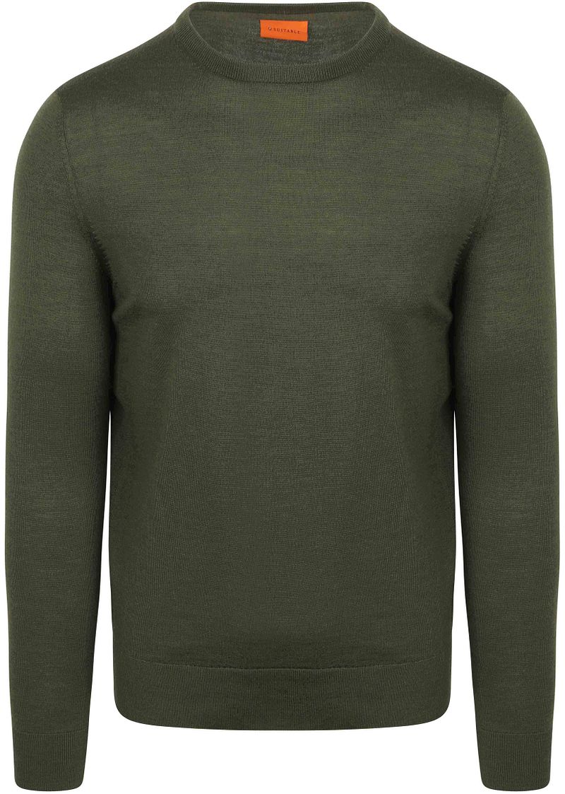 Suitable Merino Rundhals Pullover - Grün - Größe 3XL günstig online kaufen
