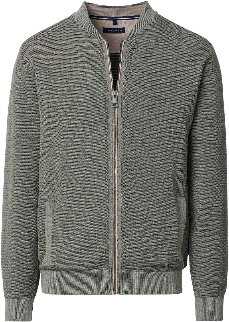CASAMODA Strickjacke Zip Structure Grün - Größe XXL